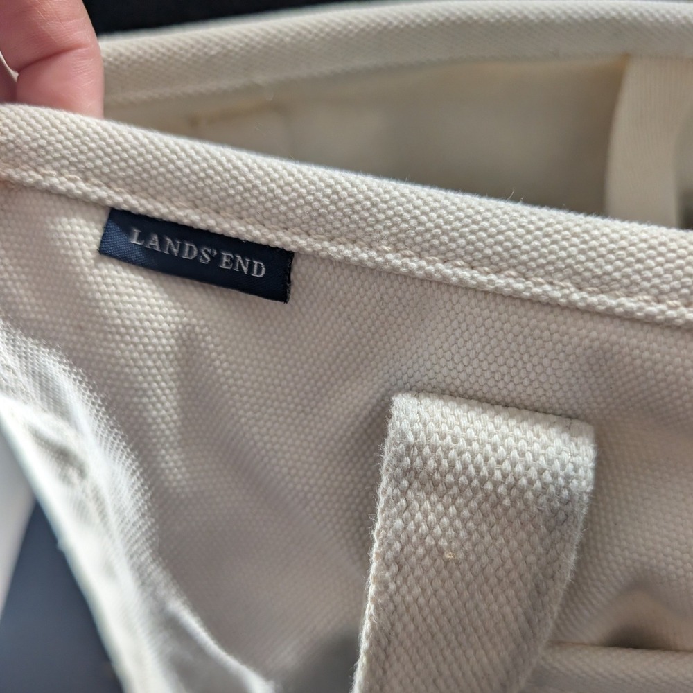 Lands End Canvas Tote Bag Black and Natural White / cream Personalized Dana - Picture 4 of 12